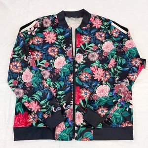 Project Runway Women's Black Floral Track Jacket